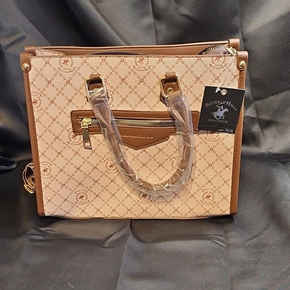 Beverly Hills Polo Club Cream and Brown Tote